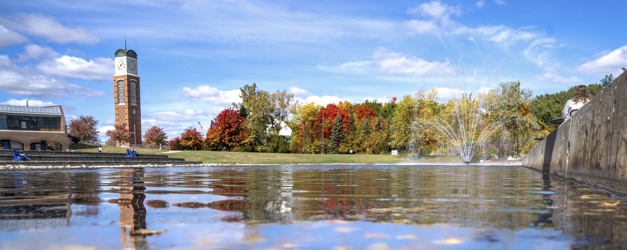 Pictured is Zumberge Pond at the height of the fall color on the Allendale Campus.